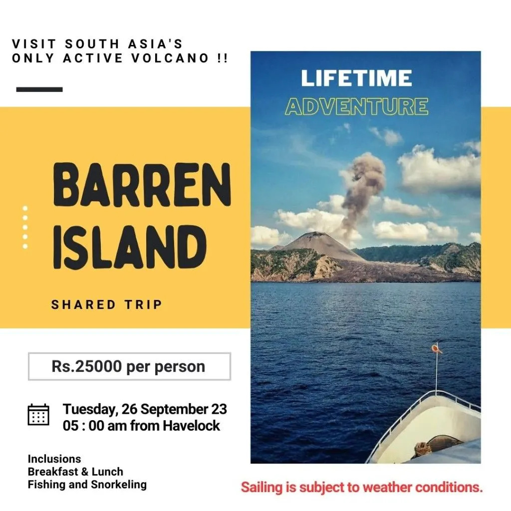 Barren Island volcano seen from a boat — South Asia's only active volcano